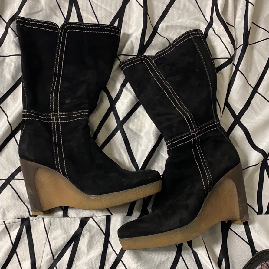 Manas Lea Foscoti Black Suede Leather Lined Boots